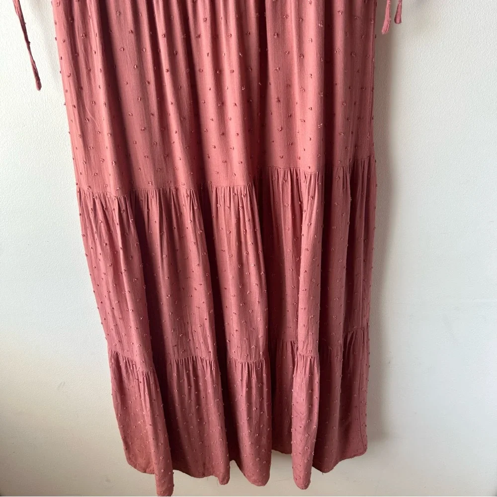 Pink Desert Tiered Boho Maxi Dress Rust